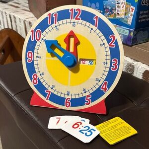 Melissa and Doug Colorful Wooden Learning Clock for Kids